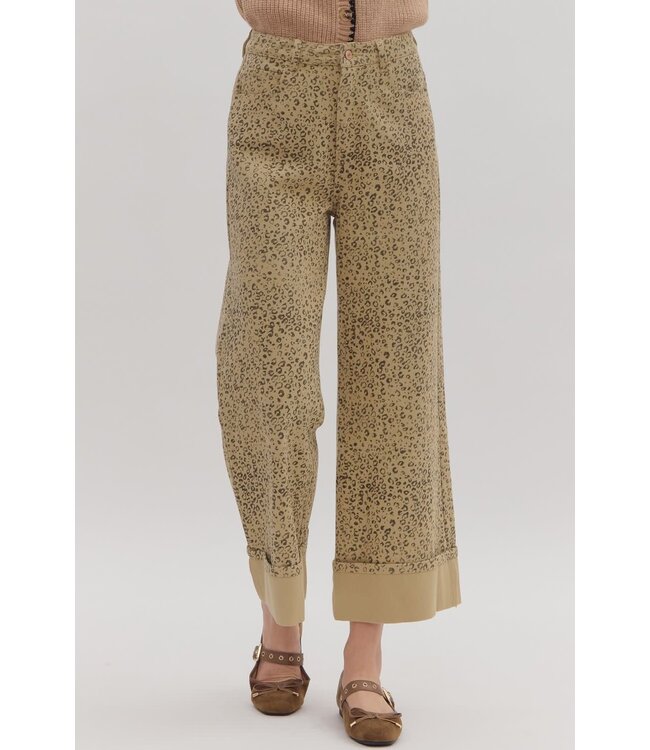 Aria Leopard Print High Waist Wide Leg Pants