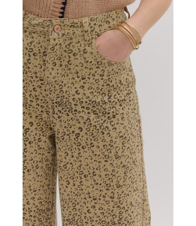Aria Leopard Print High Waist Wide Leg Pants