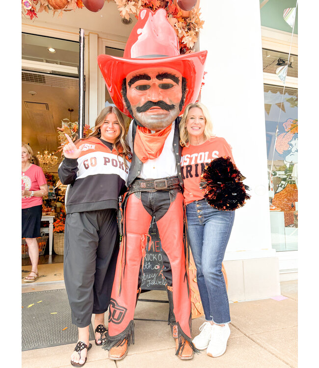 Chloe Licensed Ok State Quarter Zip Colorblock Sweatshirt