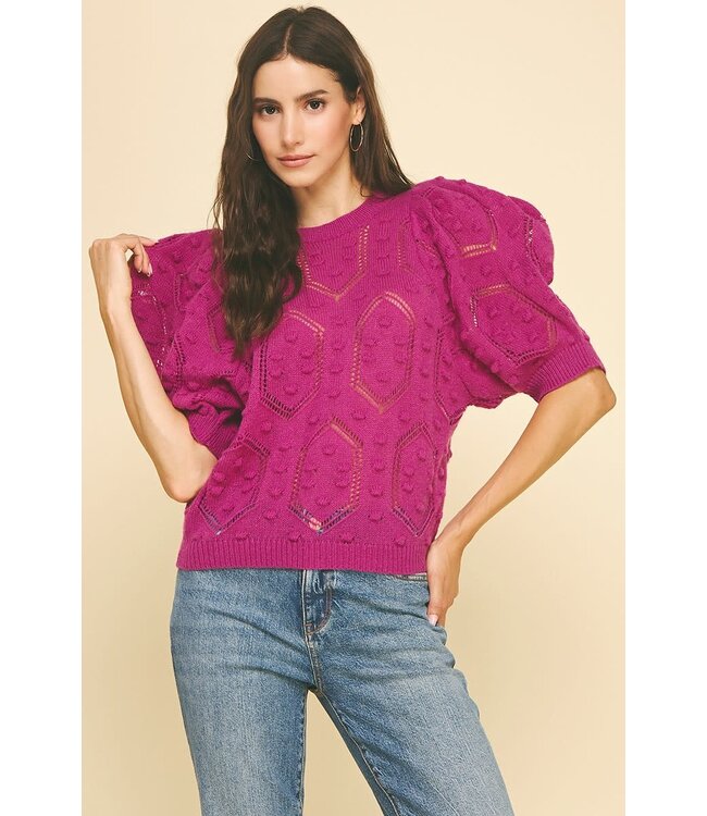 Alexia Puffed Sleeve Embroidered Sweater
