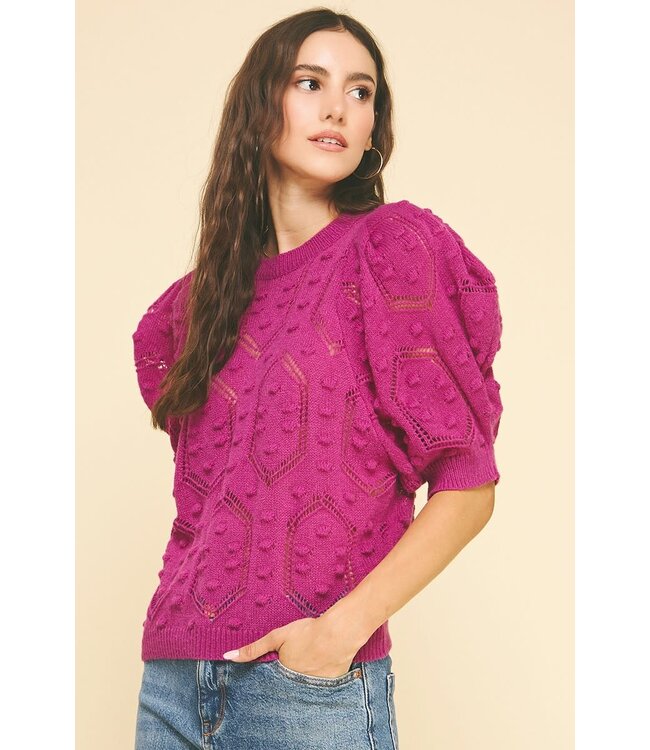 Alexia Puffed Sleeve Embroidered Sweater