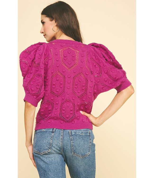 Alexia Puffed Sleeve Embroidered Sweater