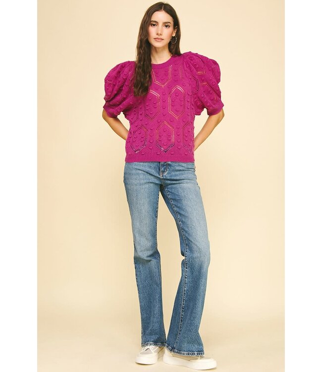 Alexia Puffed Sleeve Embroidered Sweater