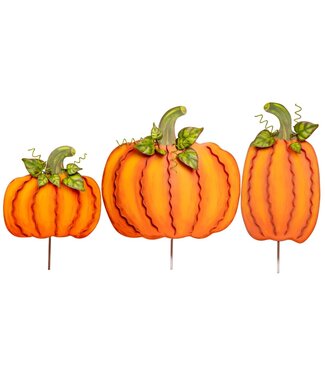 THE ROUND TOP COLLECTION Medium Ribbon Pumpkins Orange - Sold Individually