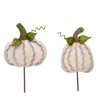 THE ROUND TOP COLLECTION Small Ribbon Pumpkins Cream - Sold Individually