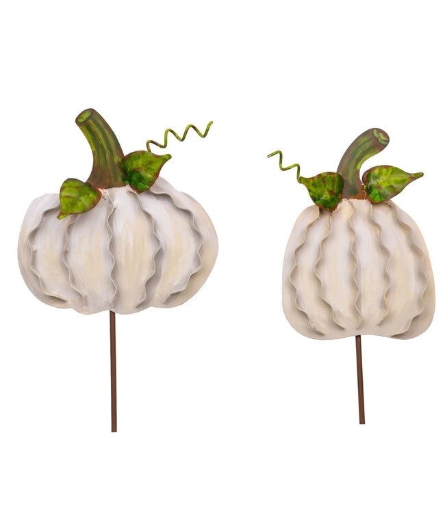 THE ROUND TOP COLLECTION Small Ribbon Pumpkins Cream - Sold Individually