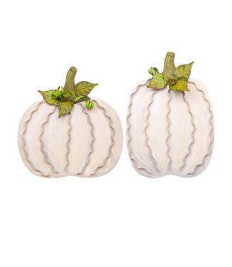THE ROUND TOP COLLECTION Large Ribbon Pumpkins Cream - Sold Individually