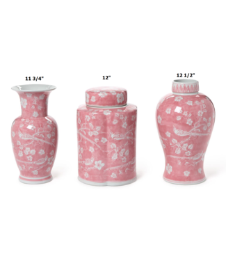Hand-Painted Pink Chinoiserie Vases/Jar