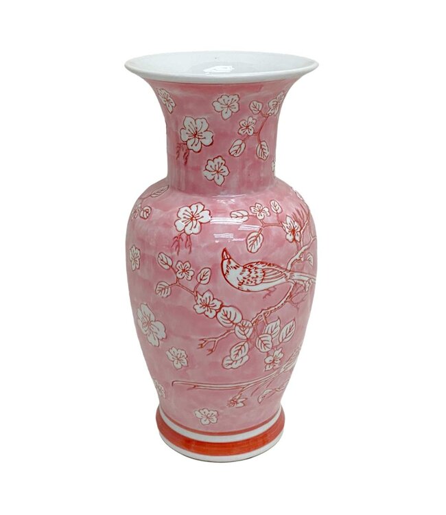 Hand-Painted Pink Chinoiserie Vases/Jar
