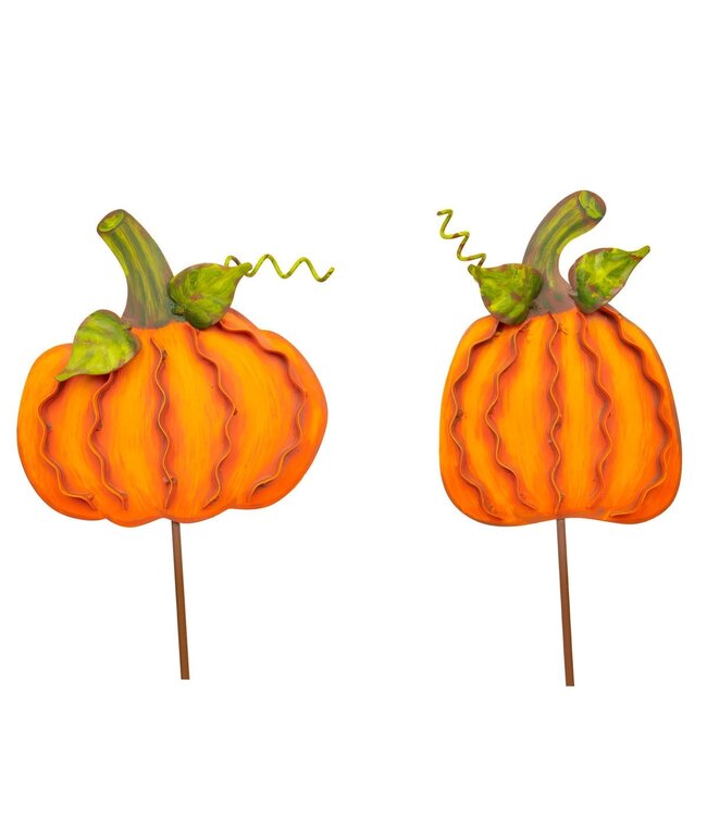 THE ROUND TOP COLLECTION Small Ribbon Pumpkins Orange - Sold Individually