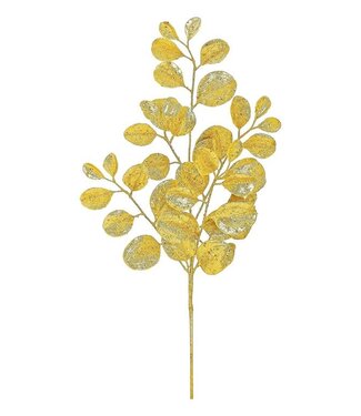 25” Glittered Paddle Leaf Spray, Gold