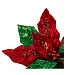 Red & Green Velvet Poinsettia Pick