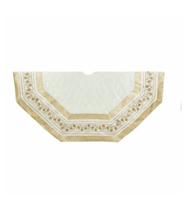 54" Ivory With Gold Pinecone Tree Skirt