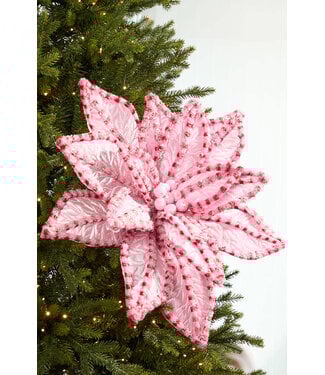 30" Giant Candy Snow Glitter Poinsettia Stem