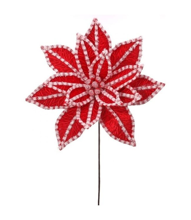 30" Giant Candy Snow Glitter Poinsettia Stem