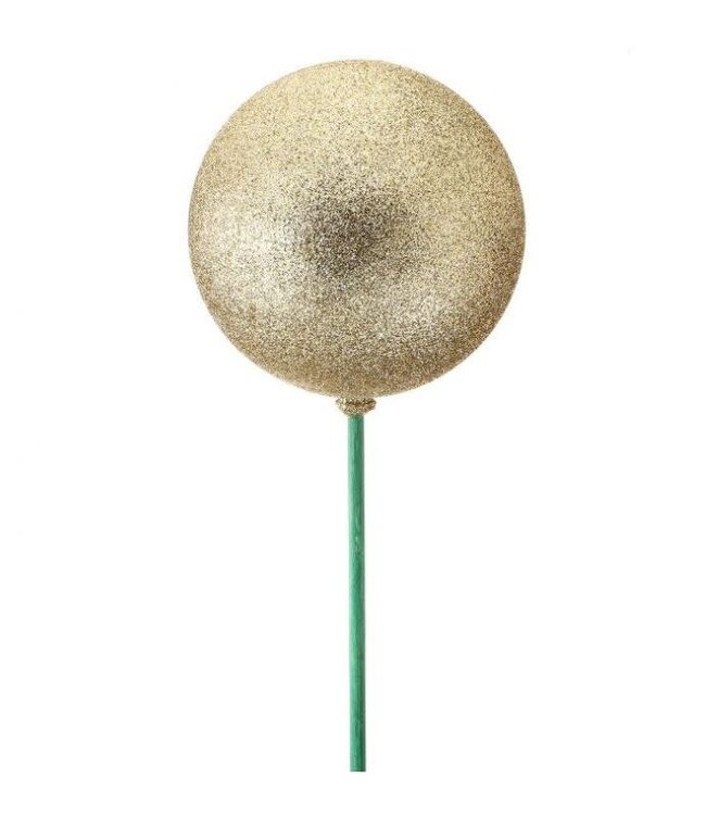 23" Glittered Vacuum Plate Ball On Green Wood Stake