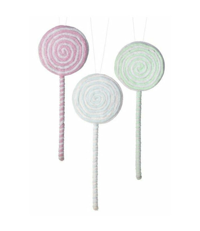 14" Frosted Pastel Lollipop Ornament