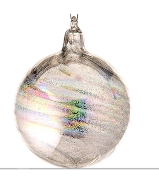 90MM HEAVY GLASS BALL ORNAMENT - CLEAR IRRIDESCENT