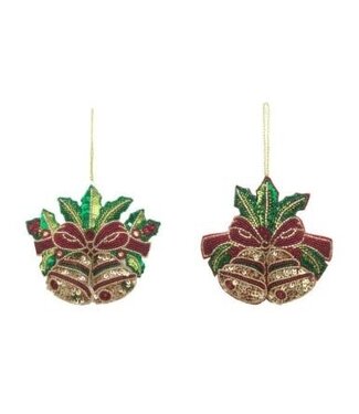 5.5" Sequin With Bead Bell Ornament