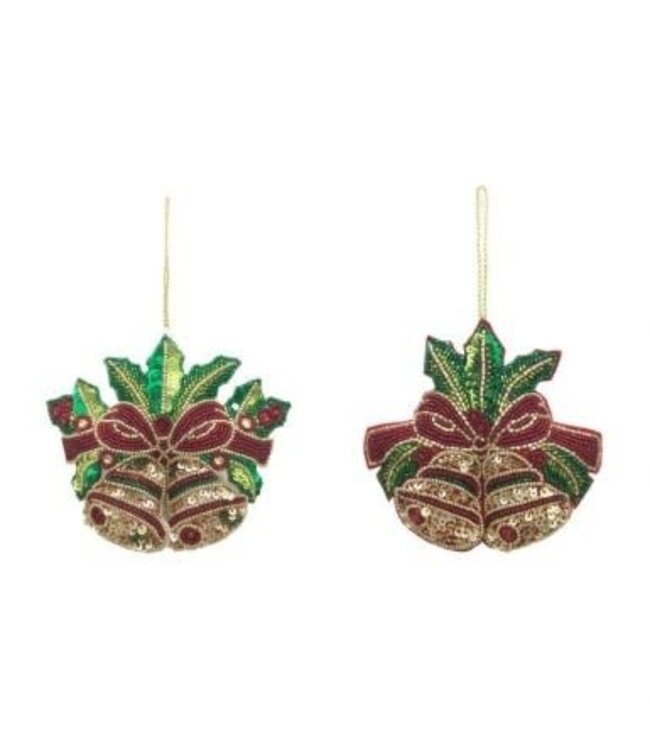 5.5" Sequin With Bead Bell Ornament