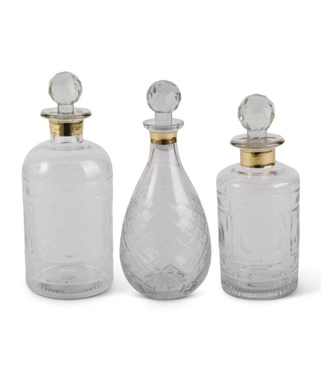Glass Decanters W/Gold Trim