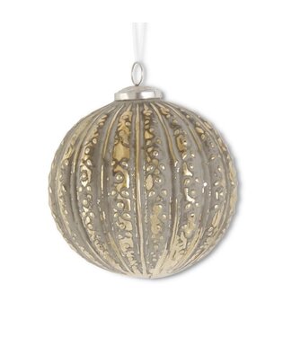5.25 Inch Distressed Gold Glass Embossed Ball