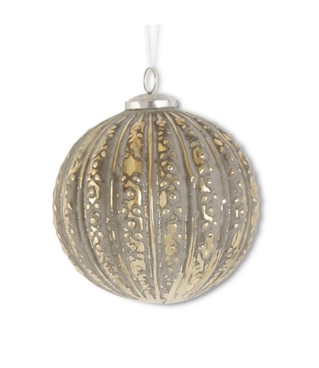 5.25 Inch Distressed Gold Glass Embossed Ball