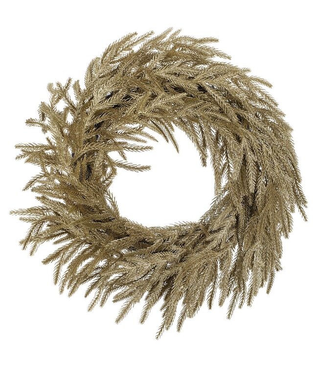 24" Glittered Willow Pine Wreath Gold