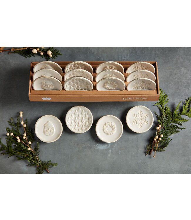 White Christmas Tidbit Plate
