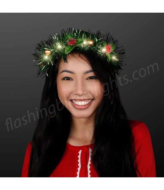 Christmas Crown LED Tinsel Wreath Headband