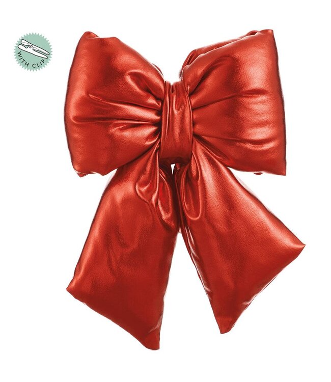 8" Metallic Bow with Clip Red