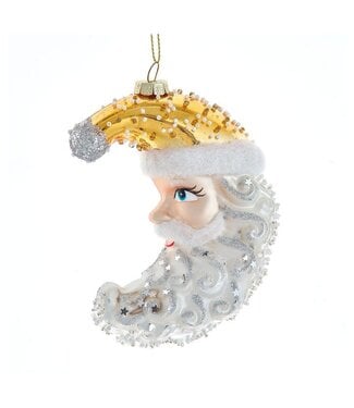 Glass Celestial Moon Santa Ornament
