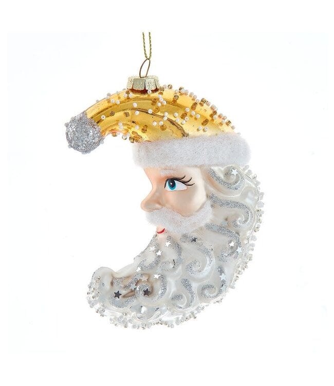 Glass Celestial Moon Santa Ornament
