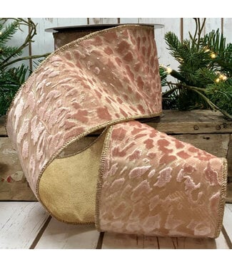 4" x 10yds Jacquard Leopard, Pink