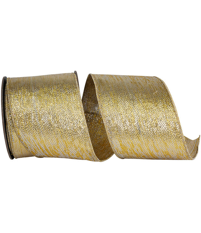 4 Inch Glimmer Gold Silver Metallic Deluxe Weave Wired Edge Ribbon