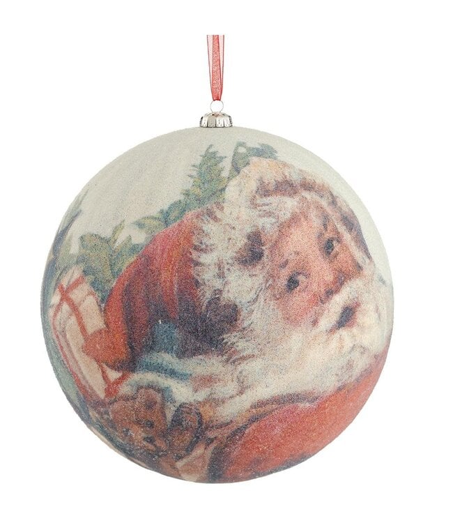 8" Beaded Santa Ball Ornament Mixed