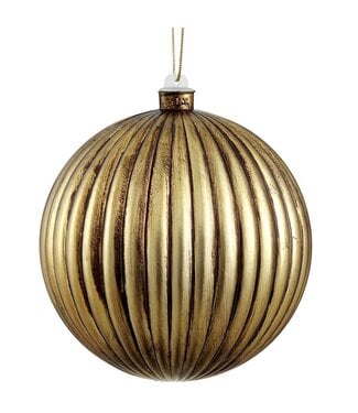 6" Antique Plastic Ball Ornament Gold Antique