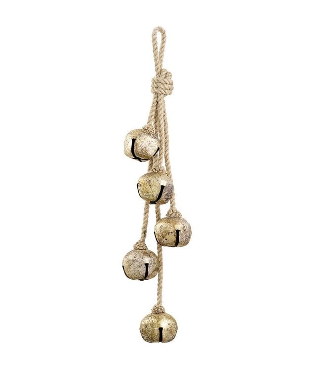 22" Jingle Bell Ornament x5 Gold Antique
