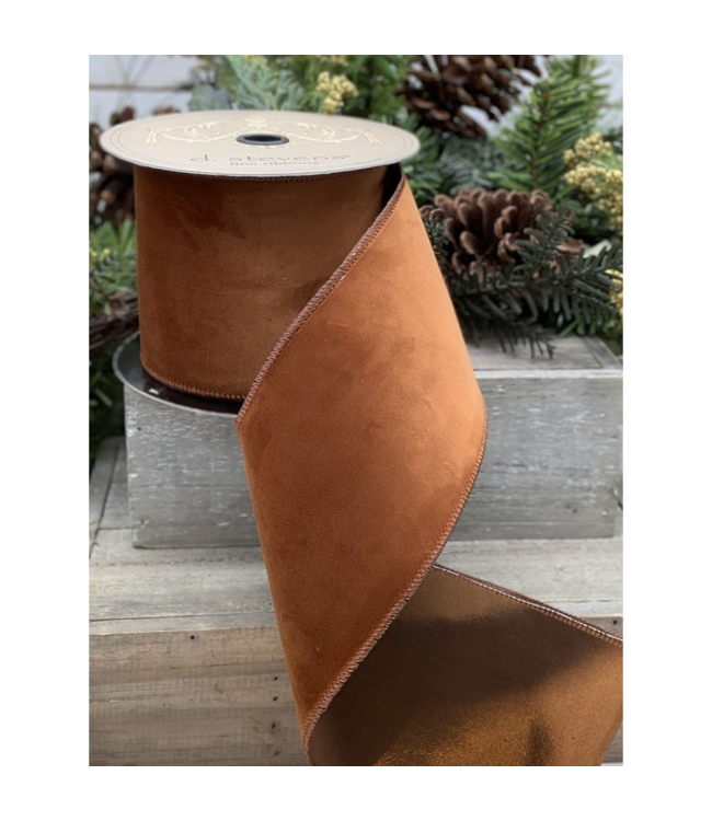 4"x10yds Velvet Taffeta Back, Copper