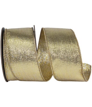 2-1/2 Inch Glimmer Gold Silver Metallic Deluxe Weave Wired Edge Ribbon