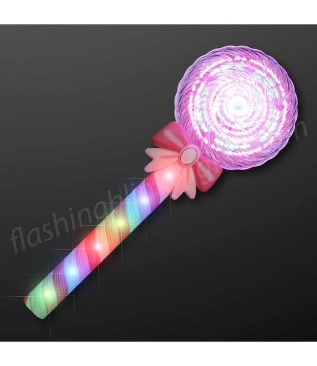 Deluxe Light Up Spinning Lollipop Wand 11.8"