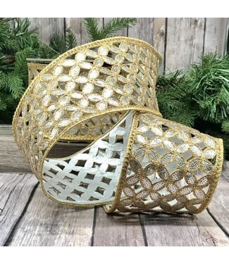 4" X 10yds Sequin Metallic Floral Garland, Silver