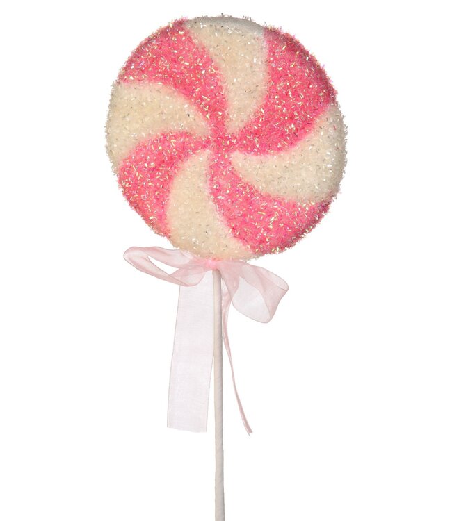 22" Sparkle Peppermint Disc With Bow Lollipop
