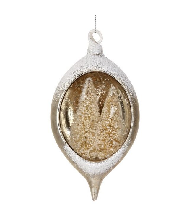 6" Glass Reflector with Sisel Tree Ornament