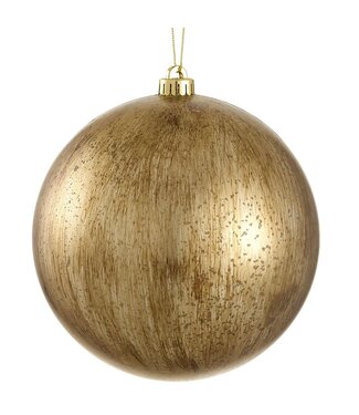 8" Plastic Ball Ornament Gold Antique