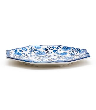 Chinoiserie Touch Octagonal Salad/Dessert Plate with Bamboo Rim  - Sold Individually