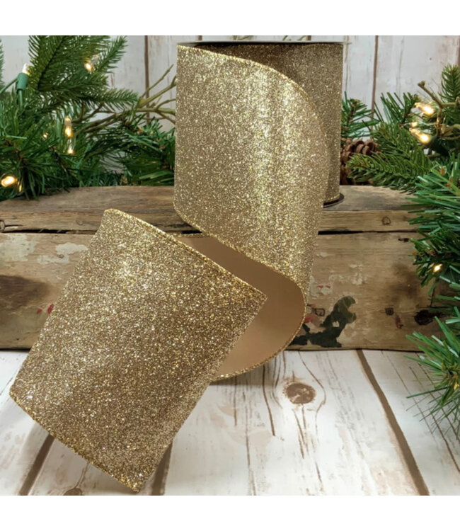 4"x 10yds Vintage Glitter - Gold Silver
