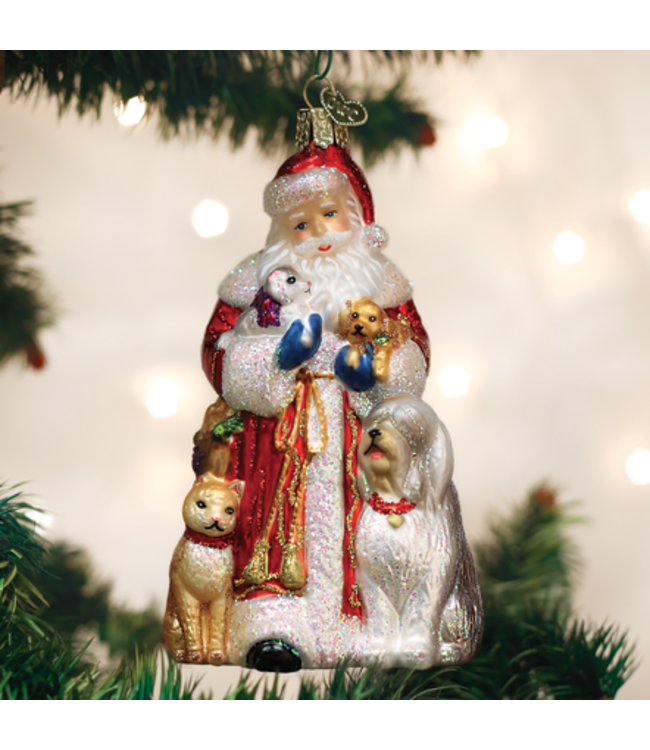 OLD WORLD CHRISTMAS Santa's Furry Friends Ornament