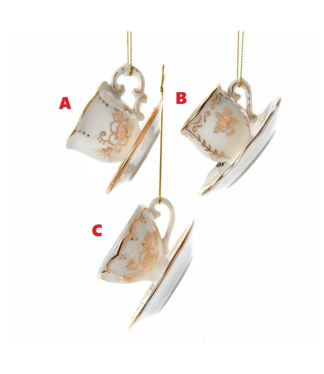 Jeweled White and Gold Teacup Ornament