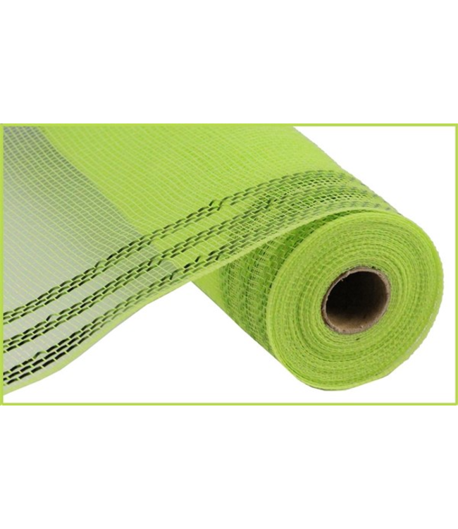10.5"X10yd Border Stripe Metallic Mesh Ribbon